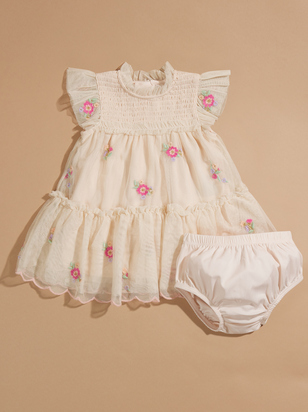 Amy Smocked Baby Dress and Bloomer Set - ARULA