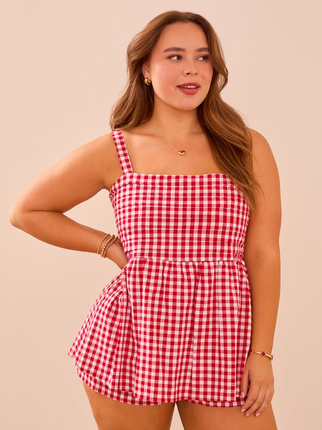 Ana Gingham Romper Detail 2 - ARULA