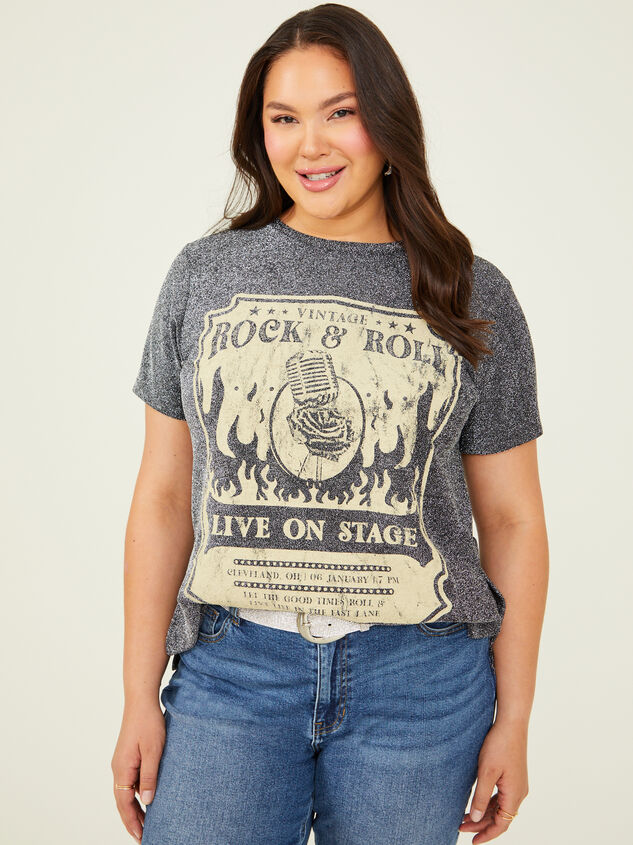 Rock and Roll Glitter Tee Detail 1 - ARULA