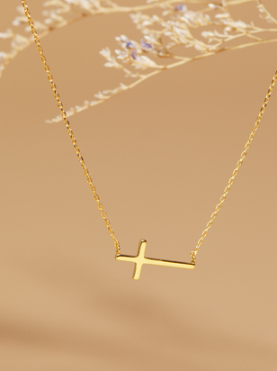 18K Gold Plated Cross Necklace - ARULA - 