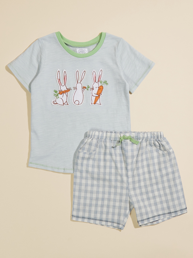 Rabbit Tee and Gingham Shorts Set by Mudpie Detail 2 - ARULA