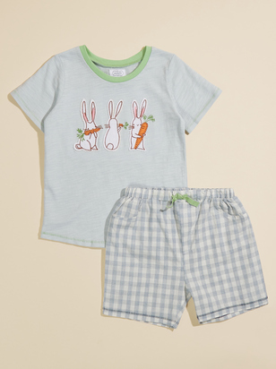 Rabbit Tee and Gingham Shorts Set by Mudpie - ARULA