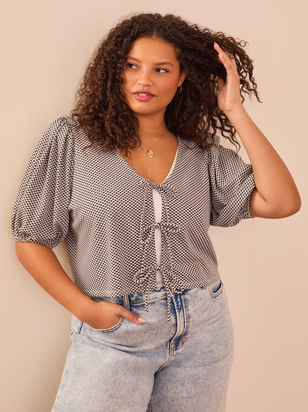 Peggy Gingham Tie Front Top - ARULA