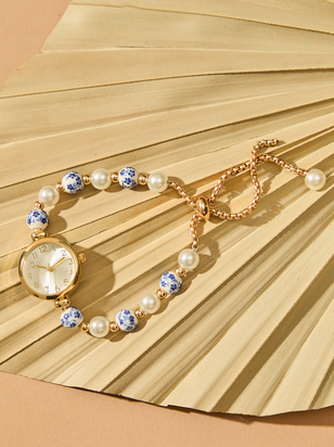 Painted Bead Pull Tie Watch - ARULA - 