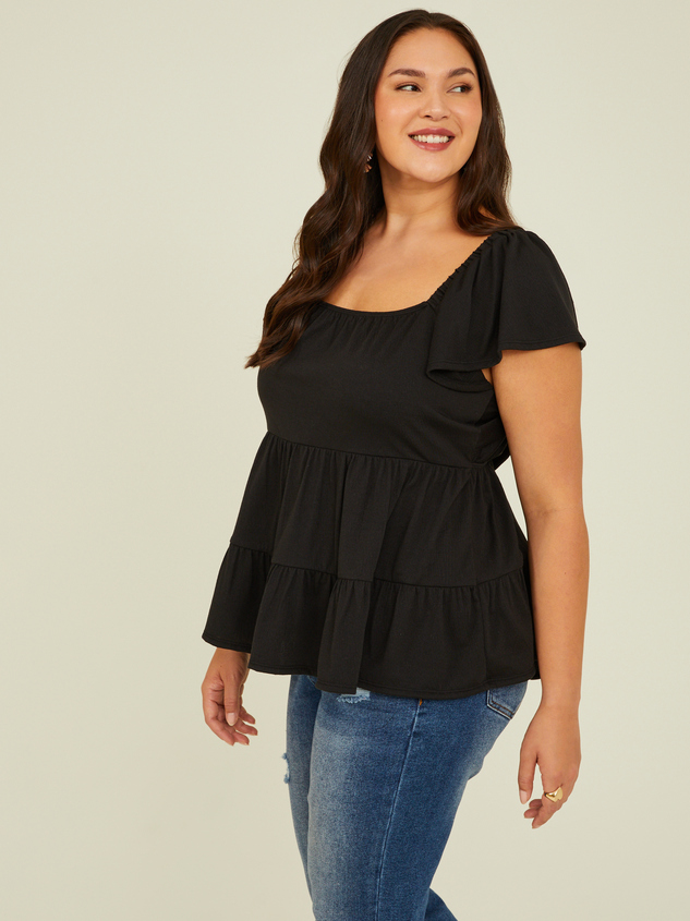 Polly Tiered Babydoll Top Detail 3 - ARULA