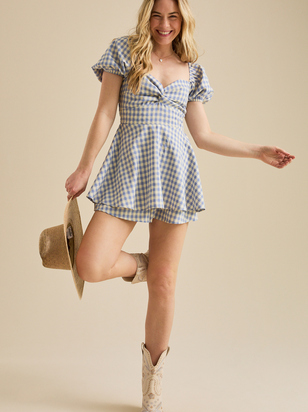Elara Gingham Romper - ARULA