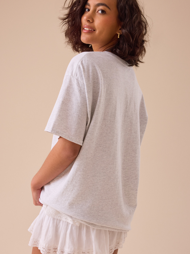 USA Embroidered Oversized Tee Detail 5 - ARULA