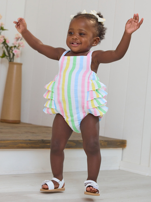 Haley Colorful Stripe Ruffle Bubble - ARULA - 