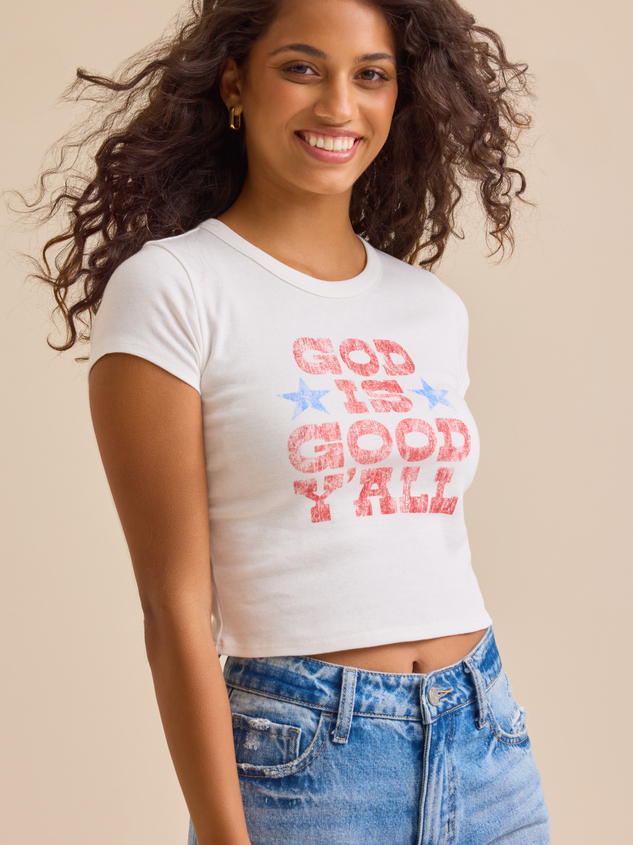God is Good Y'all Baby Tee Detail 2 - ARULA