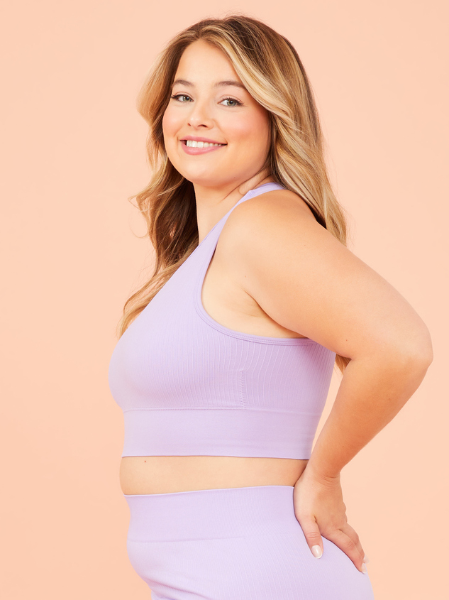 Seamless Ribbed Longline Sports Bra Detail 3 - ARULA