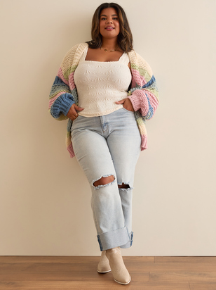 Camille Striped Chunky Knit Cardigan - ARULA