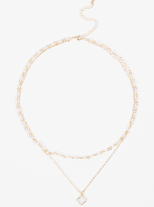 Layered Pearl Clover Necklace - ARULA