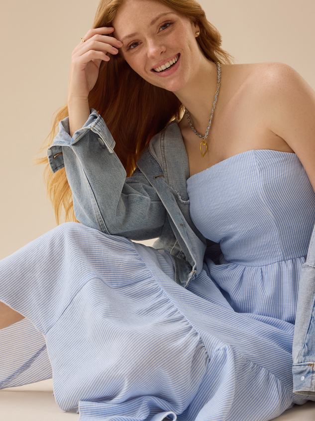Alyssa Striped Midi Dress Detail 2 - ARULA