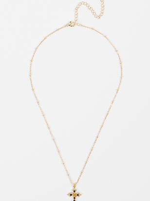 Dainty Rosette Cross Pendant Necklace - ARULA