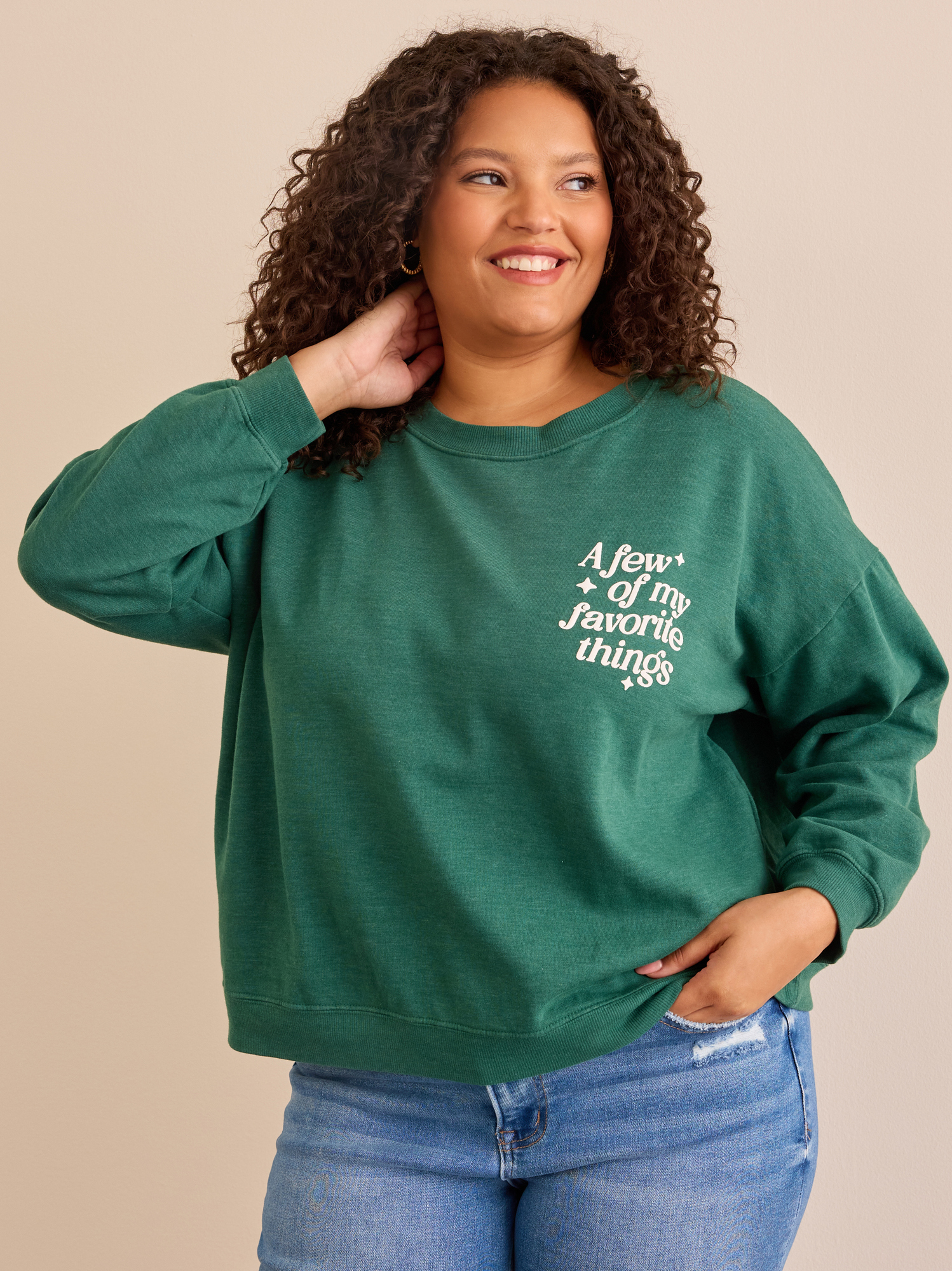 Favorite Things Graphic Sweatshirt in Green Arula
