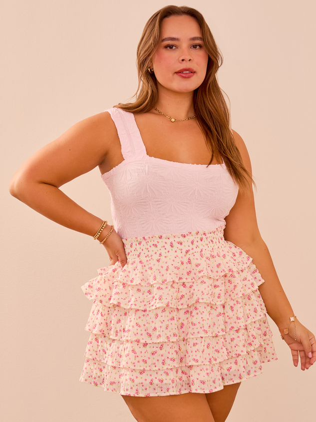 Jazzy Floral Tiered Skirt Detail 2 - ARULA