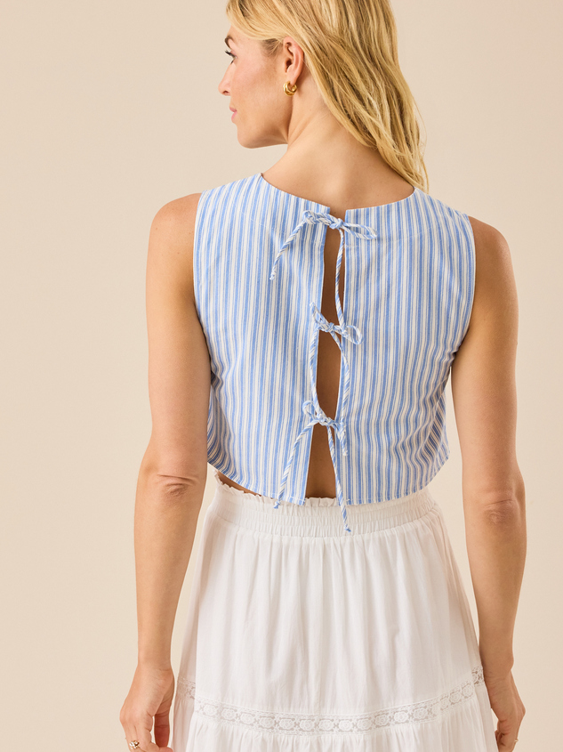Issy Striped Linen Top Detail 6 - ARULA
