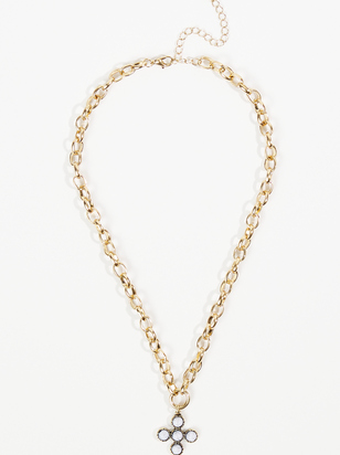 Stone Cross Chain Necklace - ARULA