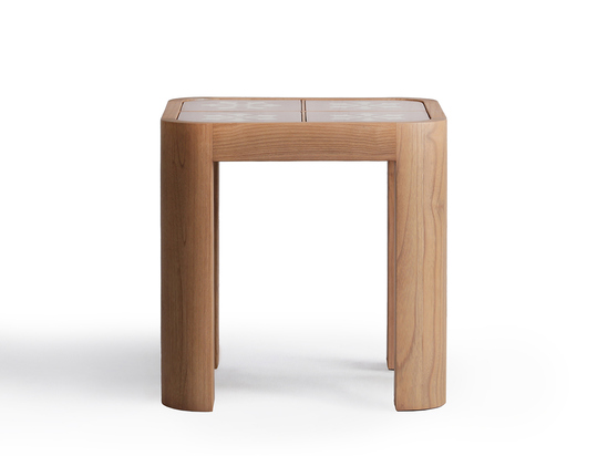 Audrey Wood Side Table Pink and Cream - ARULA - 