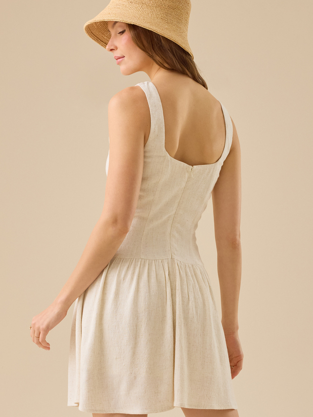 Layla Linen Mini Dress Detail 5 - ARULA