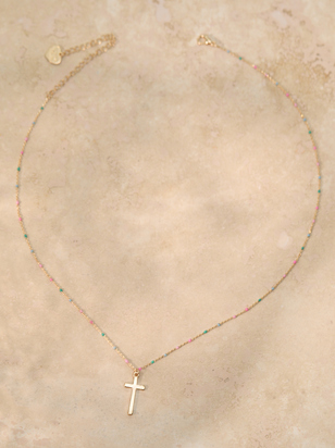 Painted Chain Cross Necklace - ARULA - 