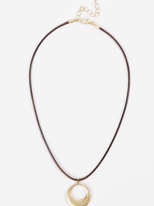 Crescent Pendant Cord Choker Necklace - ARULA