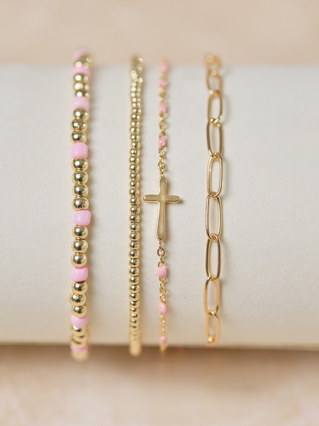 Gold Cross Bracelet Set Detail 2 - ARULA