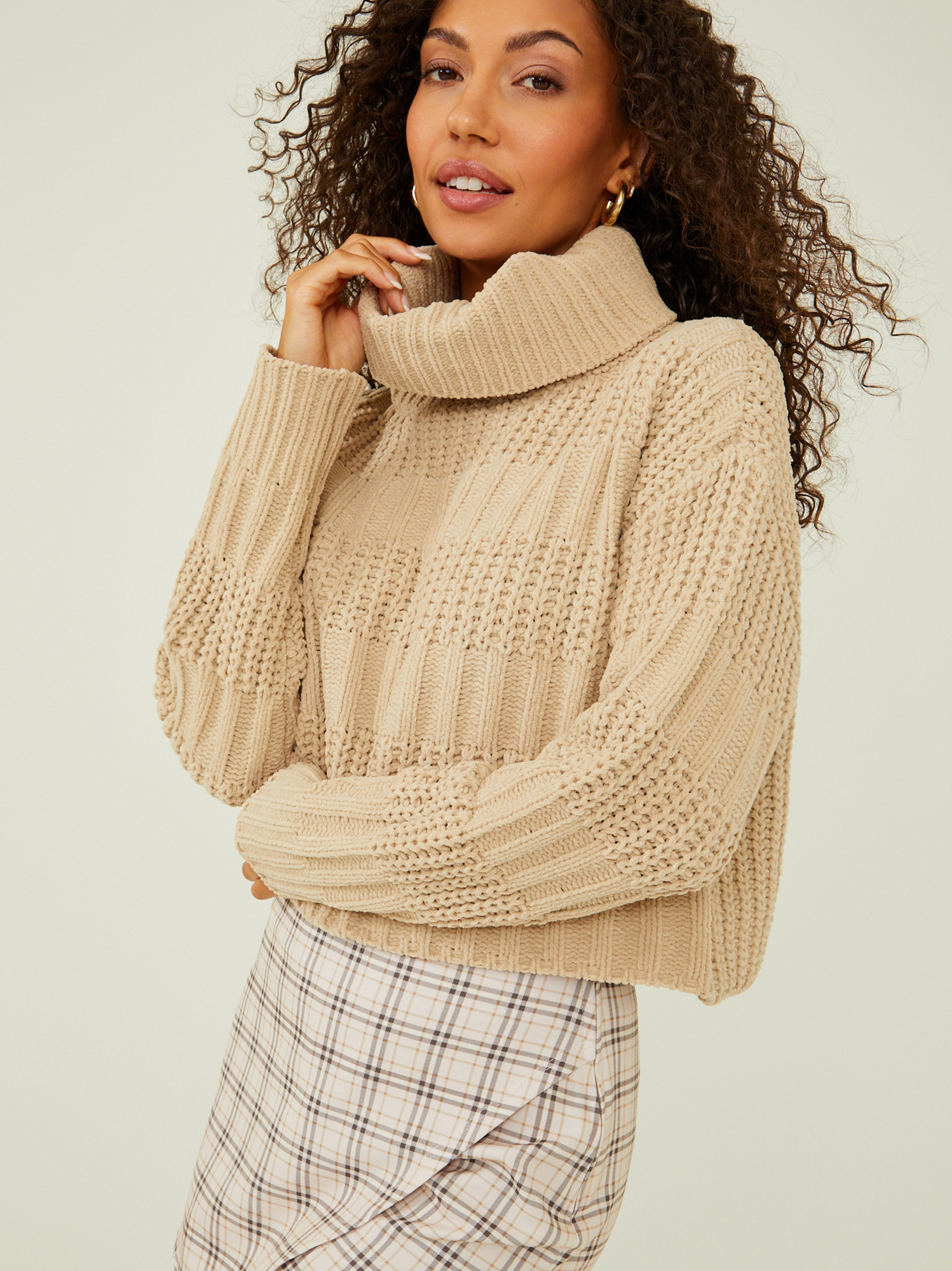 Taupe online turtleneck sweater