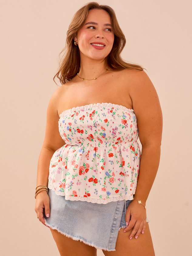 Carly Floral Smocked Tube Top Detail 2 - ARULA
