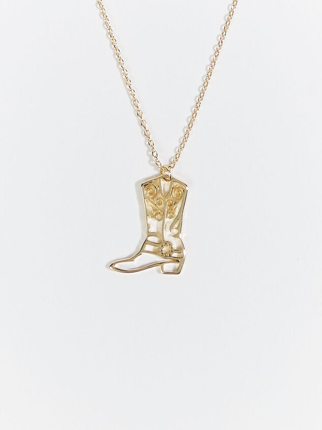 18k Gold Cowgirl Boot Necklace Detail 1 - ARULA