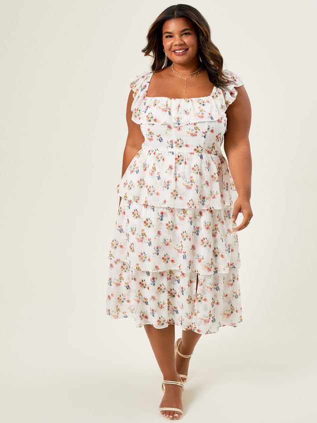 Lucy Floral Tiered Dress Detail 2 - ARULA