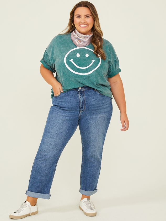 Smiley Face Oversized Tee Detail 2 - ARULA