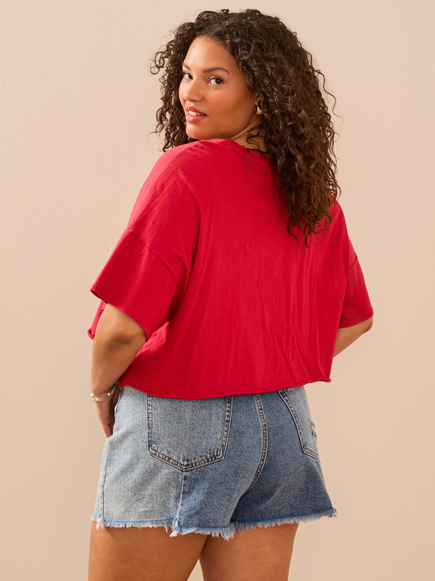 USA Cropped Graphic Tee Detail 4 - ARULA