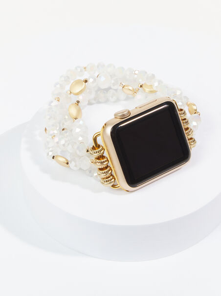 Beaded Smart Watch Band - White - ARULA