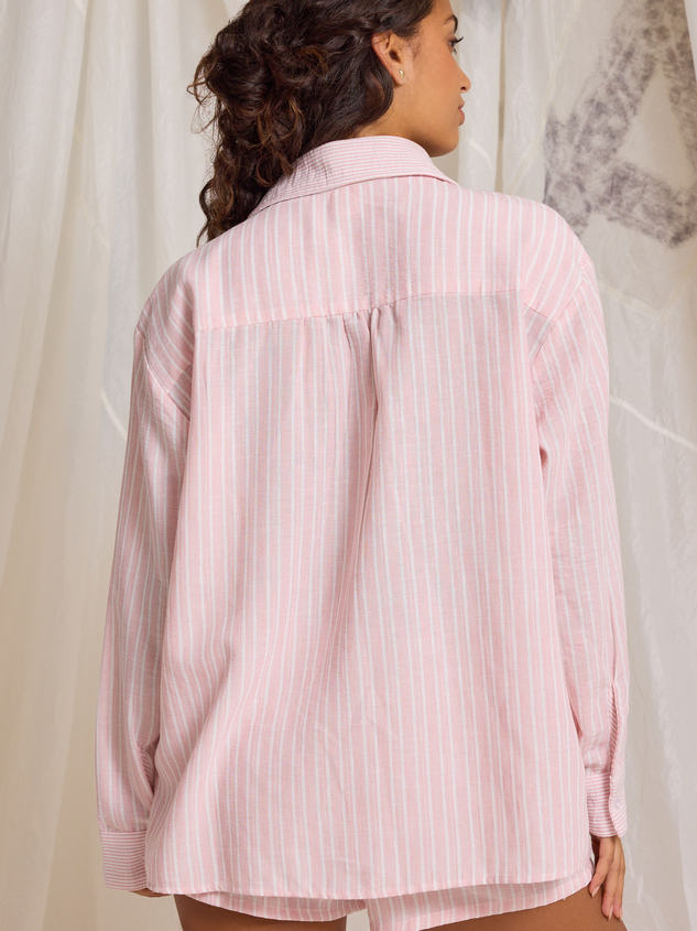Hunter Linen Striped Top Detail 4 - ARULA