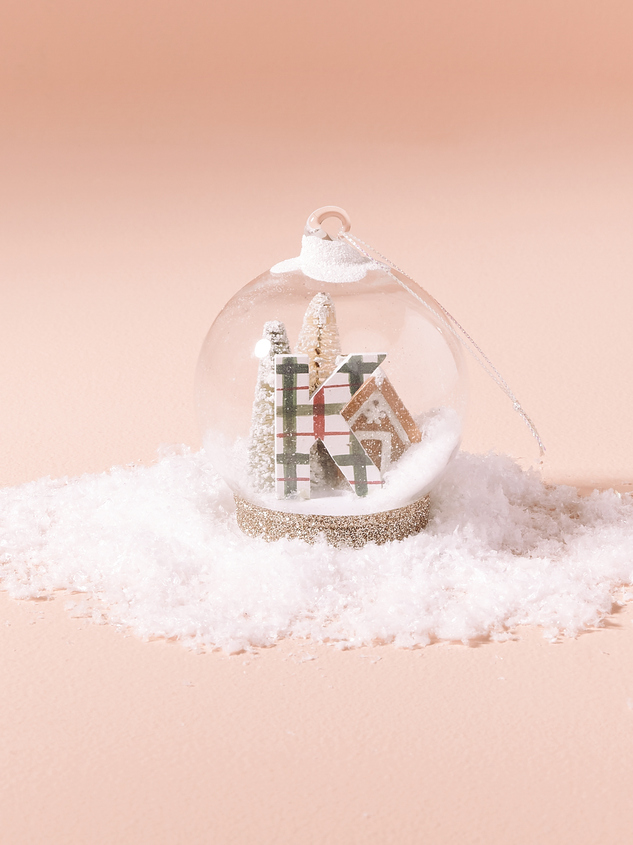 Monogram Snow Globe Christmas Ornament - K - ARULA