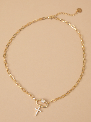 Stainless Steel Crystal Cross Chain Necklace - ARULA