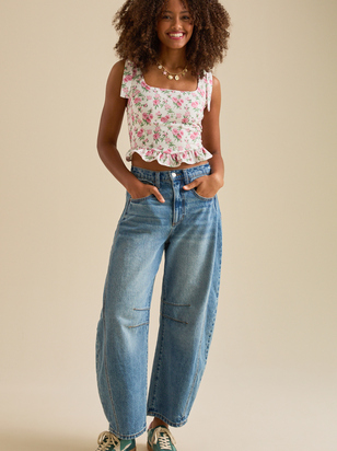 Ashlin Floral Corset Peplum Top - ARULA