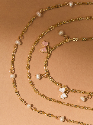 Dainty Pearl Bow Bracelet Set - ARULA - 