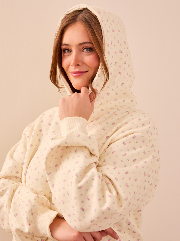 Floral Fleece Hoodie Detail 5 - ARULA