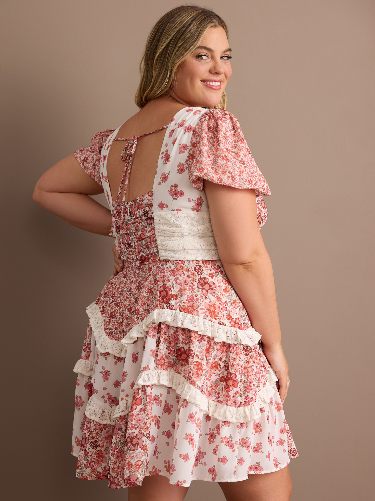 Aderny Patchwork Floral Dress