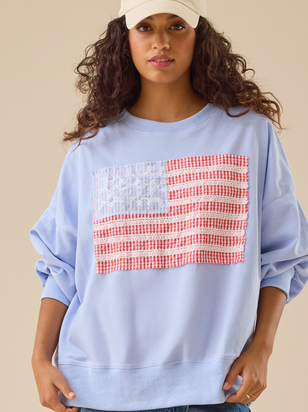 Embroidered Flag Sweatshirt - ARULA - 