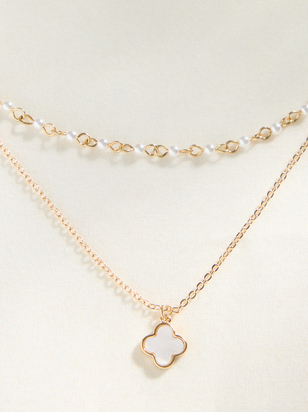 Layered Pearl Clover Necklace - ARULA