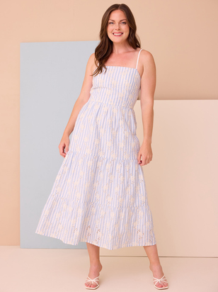 Serena Embroidered Stripe Mama Maxi Dress - ARULA - 