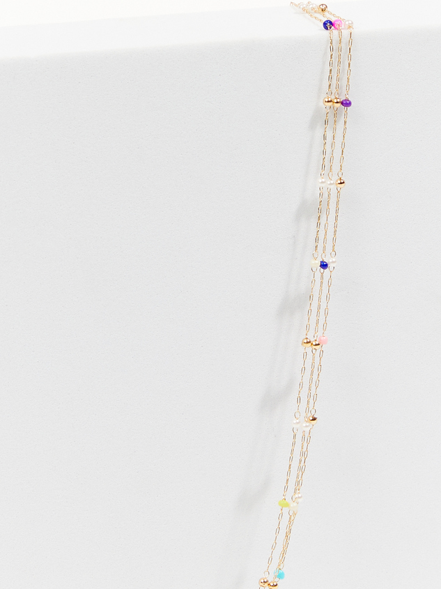 Layered Dainty Beaded Necklace Detail 2 - ARULA