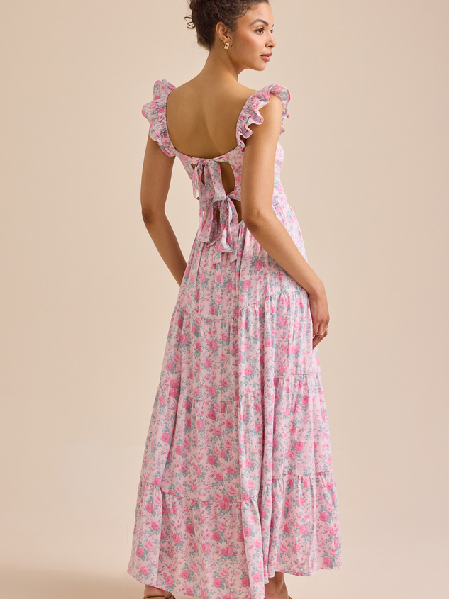 Brielle Flutter Sleeve Maxi Dress Detail 4 - ARULA