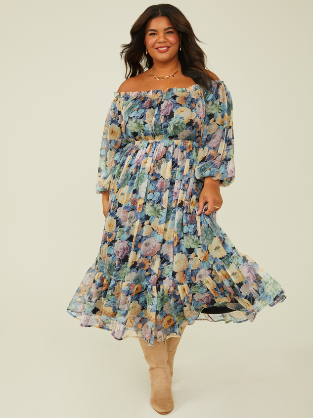 Arabella Floral Midi Dress Detail 2 - ARULA