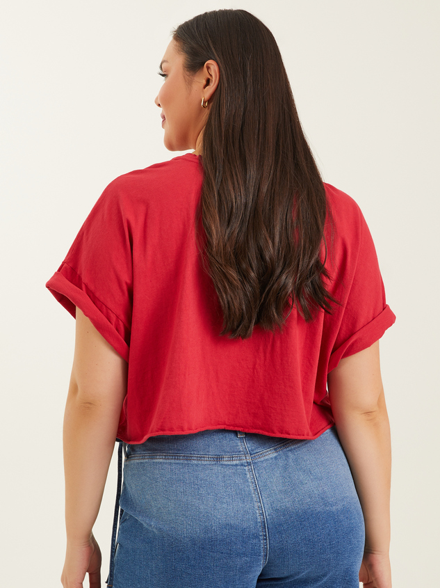USA Cropped Graphic Tee Detail 5 - ARULA