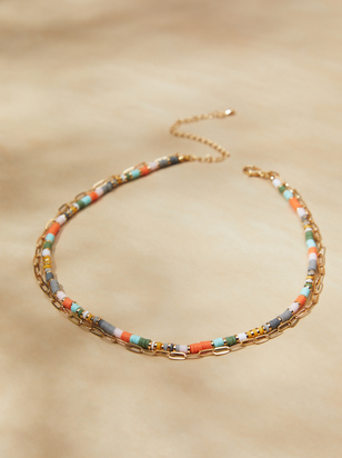 Layered Rubber Bead Choker Necklace - ARULA