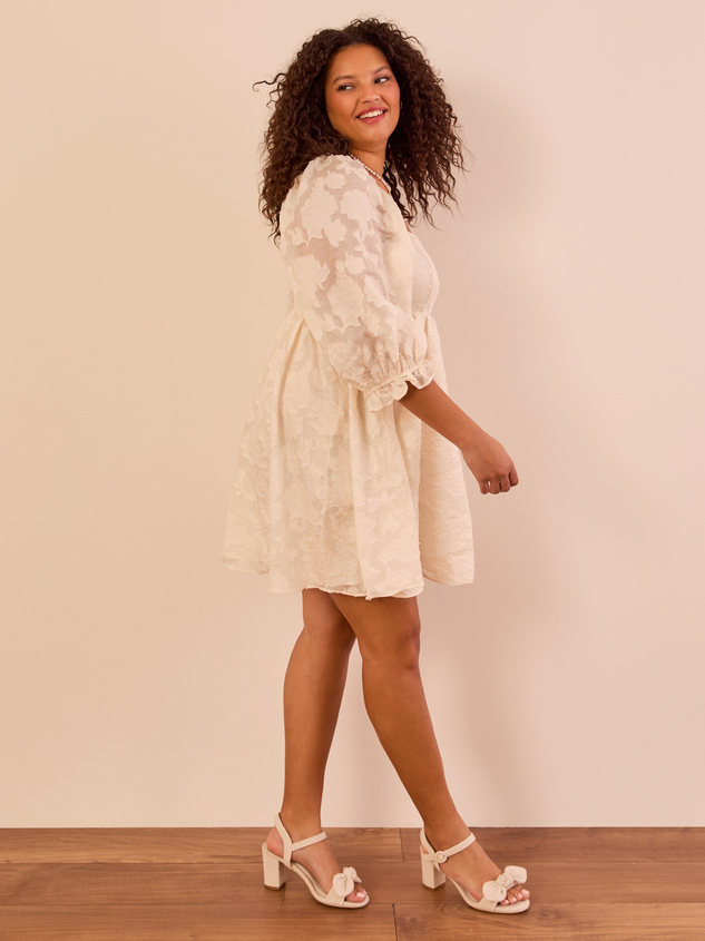 Rae Jacquard Babydoll Dress Detail 3 - ARULA